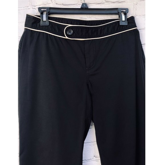 Mexx Black Pants Beige Trim Straight Leg Size 6 - Picture 6 of 9